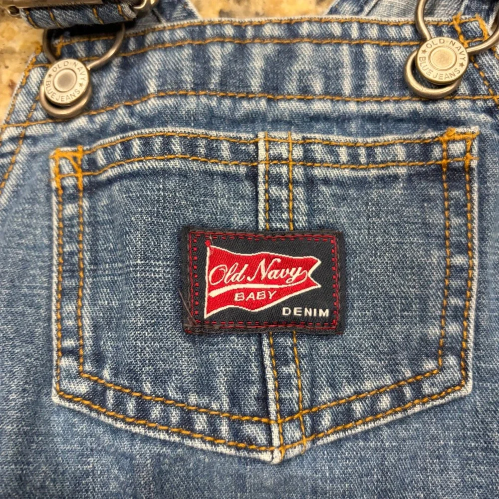 Vintage Old Navy Baby Denim Overalls Medium Wash Blue Jeans 18-24 M Snap Leg